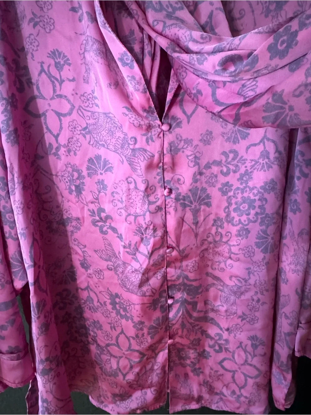 Free People Pink Floral Satin Two-Piece Pajama Set